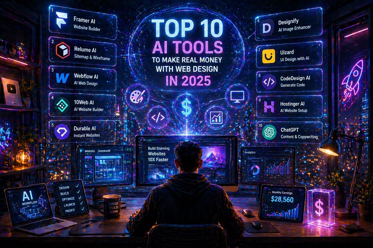 AI tools for web design making money in 2025 USA