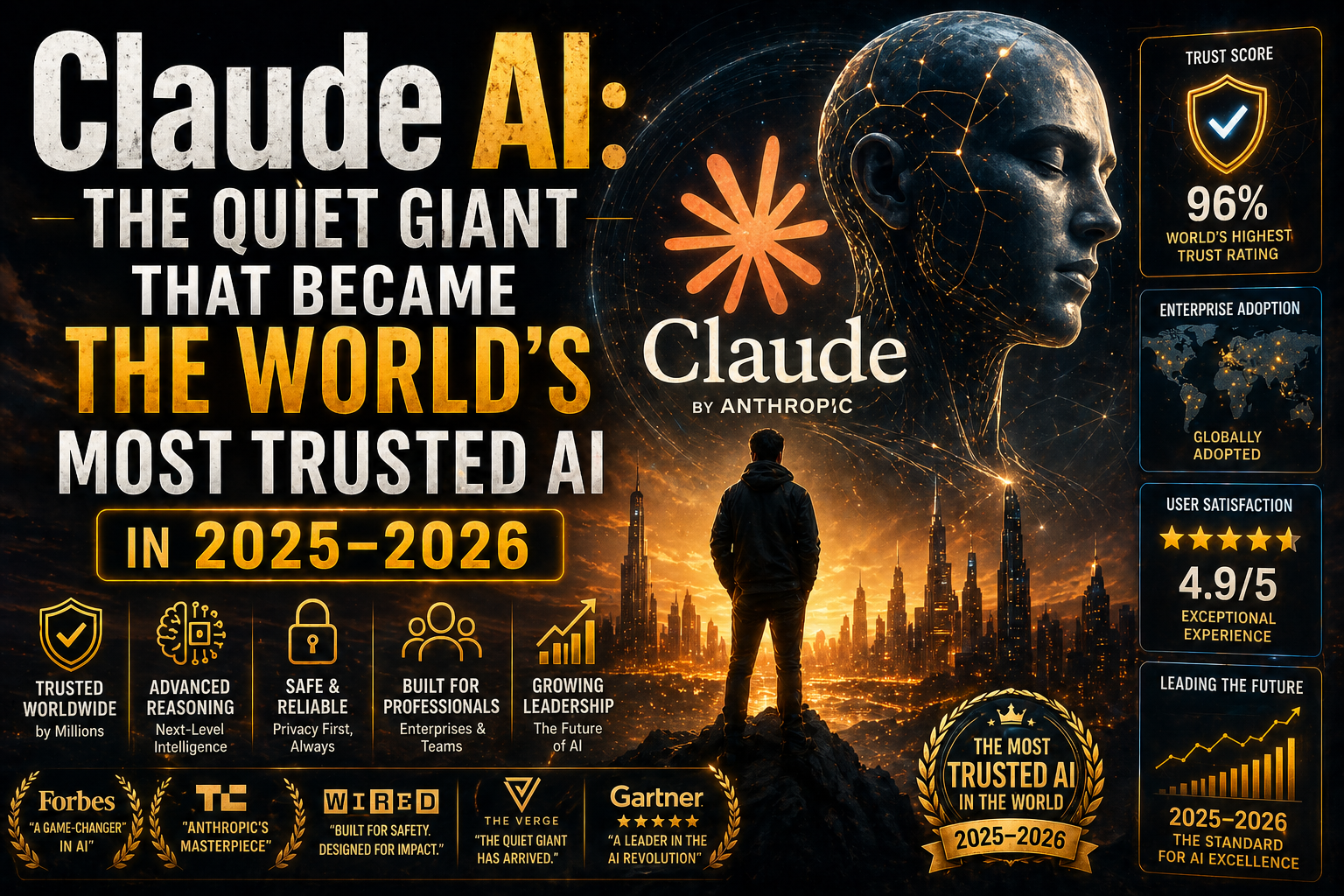 Claude AI trusted artificial intelligence system with modern interface and secure technology concept
